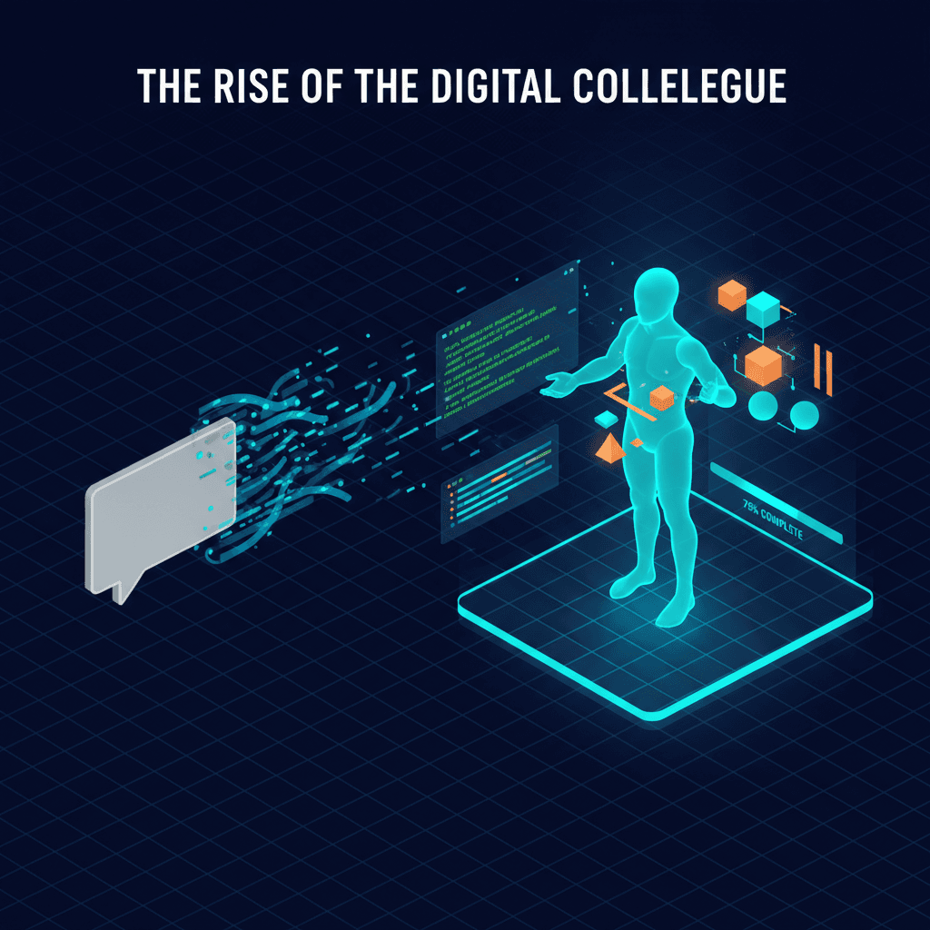 AI transitions from passive chatbots to autonomous digital colleagues that complete entire tasks