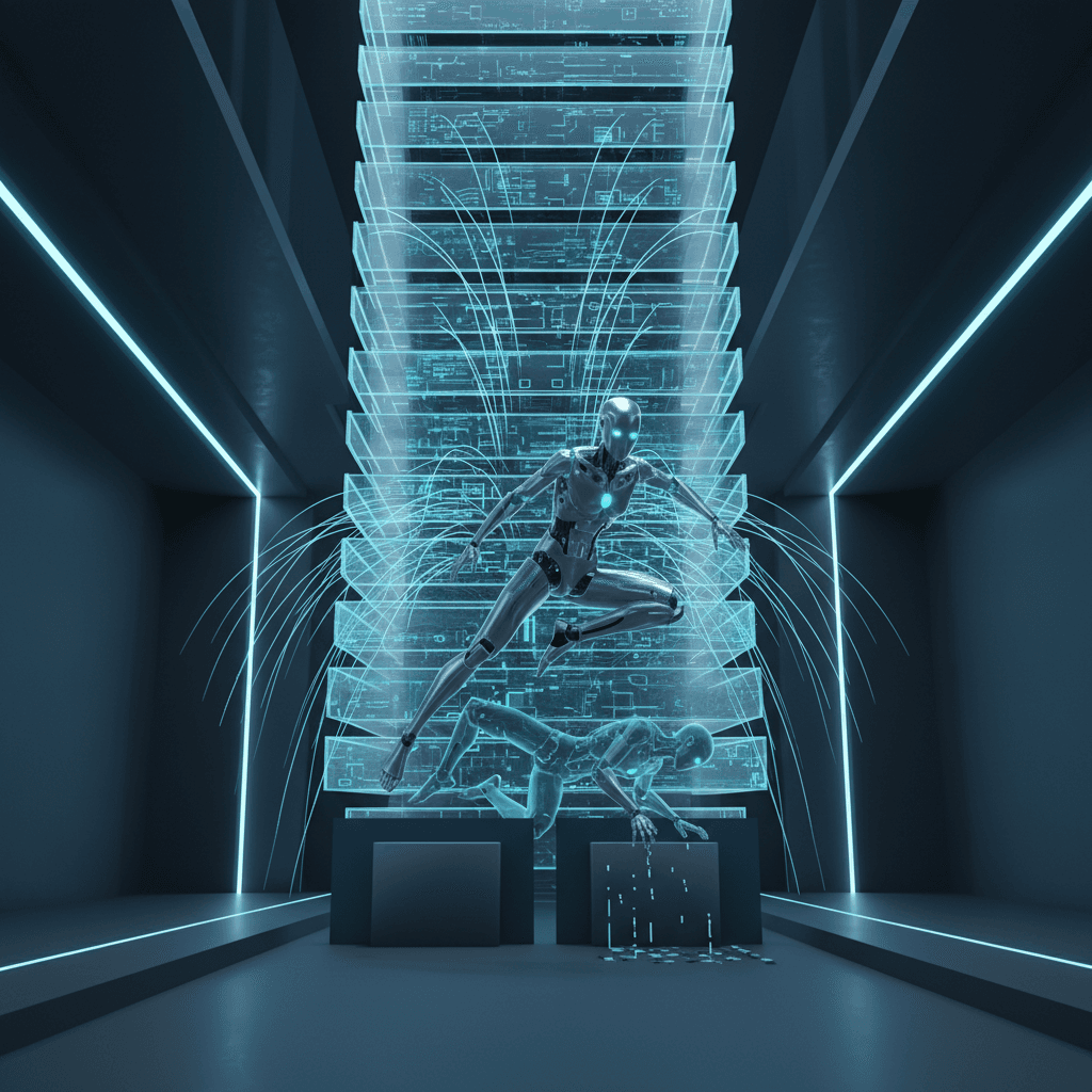 Scaling reinforcement learning to 1,024 layers transforms stumbling robots into agile parkour masters